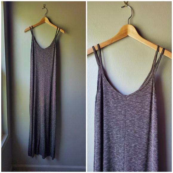 CASLON Heathered Brown Ribbed Maxi Dress Medium - Picture 1 of 5